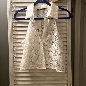 ZARA size M Crochet sleeveless Blouse